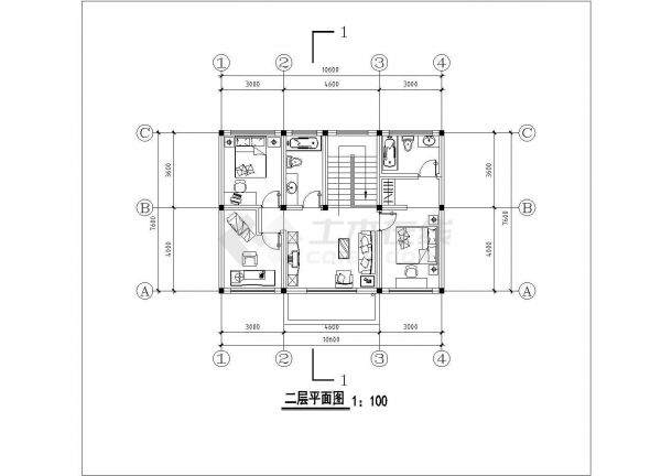 沈阳某村镇186平米2层砖混结构自建房平立剖面设计CAD图纸-图二