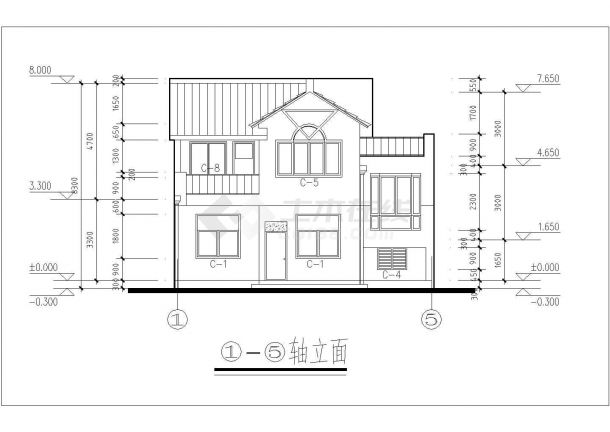 乐山市某村镇190平米2层砖混结构乡村别墅楼平立剖面设计CAD图纸-图一