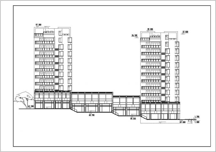 航运新村高层住宅建筑设计cad图，共八张_图1