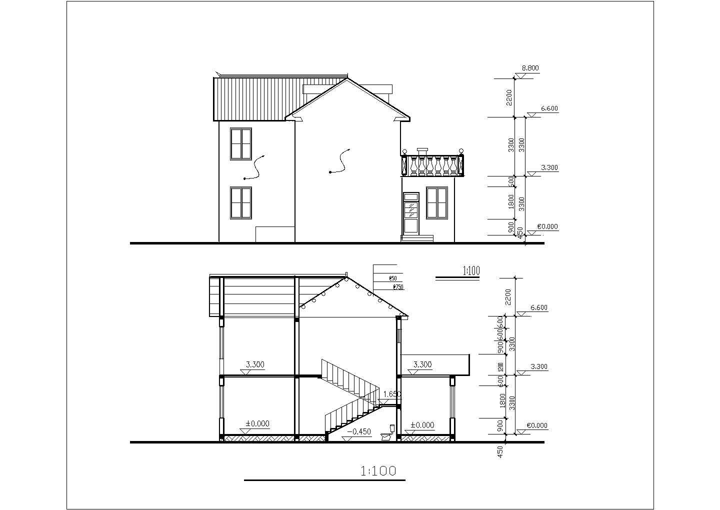 某现代化村镇176平米2层框混结构乡村自建房平立面设计CAD图纸