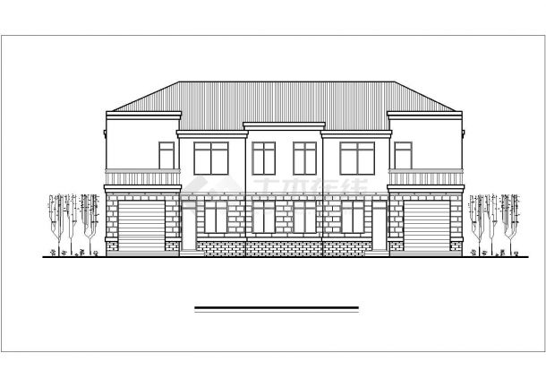 180+183平米2层砖混结构两户并联式别墅楼建筑设计CAD图纸-图一