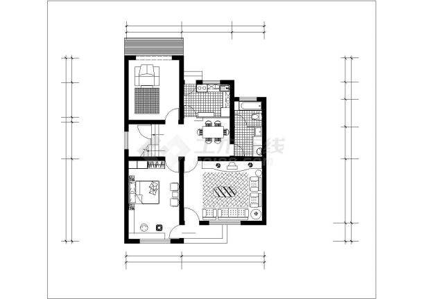 180+183平米2层砖混结构两户并联式别墅楼建筑设计CAD图纸-图二