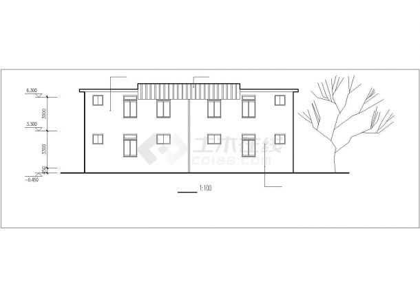 扬州某乡村163平米2层砖混结构乡村自建别墅平立剖面设计CAD图纸-图一