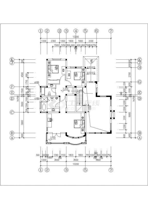 长春市某村镇221平米2层混合结构独栋别墅平立剖面设计CAD图纸-图一