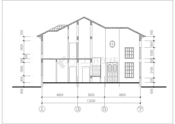 长春市某村镇221平米2层混合结构独栋别墅平立剖面设计CAD图纸-图二