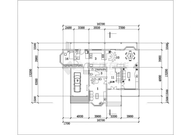 余姚市某村镇268平米两层混合结构独栋别墅平立剖面设计CAD图纸-图一
