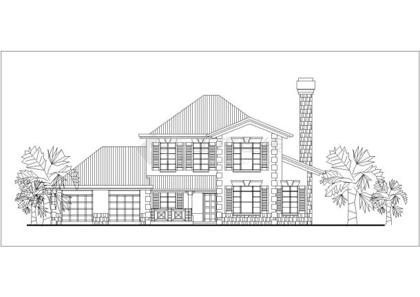 西宁市某村镇245平米2层砖混结构乡村别墅平立面设计CAD图纸-图二