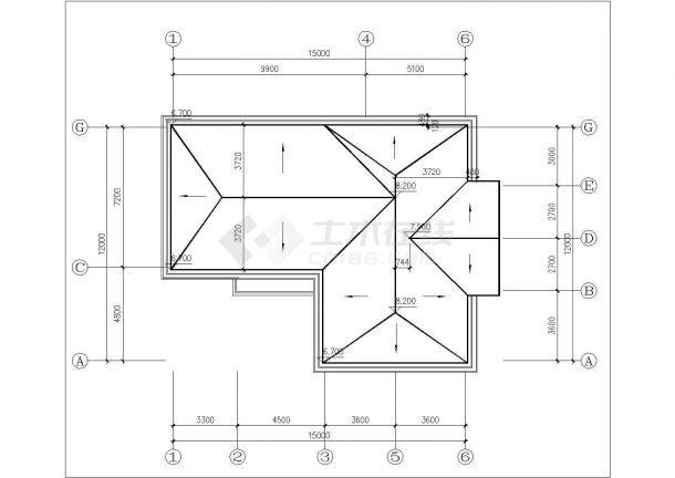 315平米2层框混结构乡村别墅全套建筑设计CAD图纸-图一