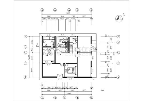 315平米2层框混结构乡村别墅全套建筑设计CAD图纸-图二