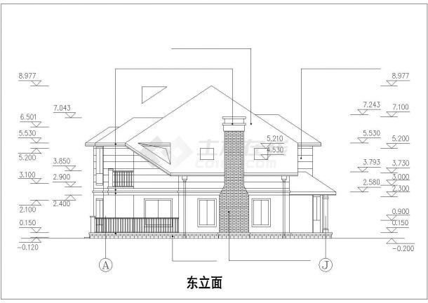 杭州某村镇330平米3层框架结构独栋别墅全套平立剖面设计CAD图纸-图一