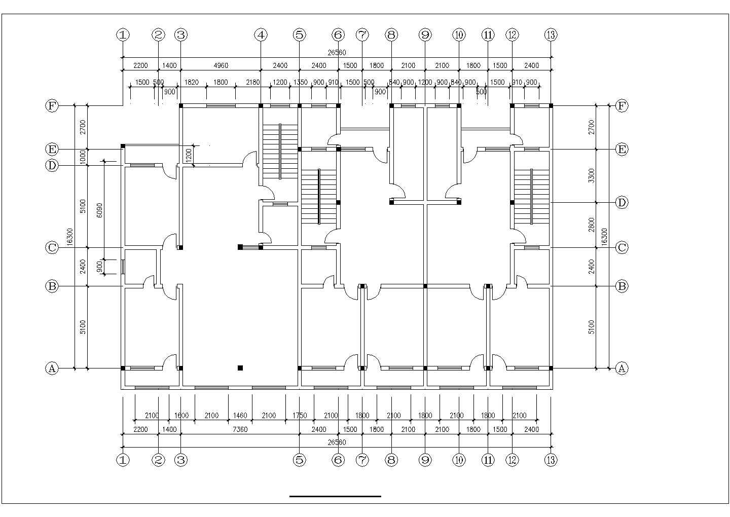 370平米3层框混结构乡村别墅全套平面设计CAD图纸（含结构图）