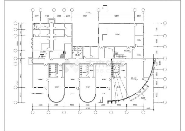 株洲市某小区1650平米2层框架结构教学楼平立剖面设计CAD图纸-图一