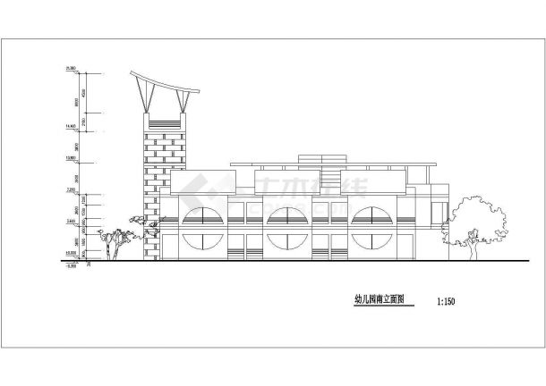 阜新市某社区幼儿园1760平米2层框架结构教学楼平立面设计CAD图纸-图二