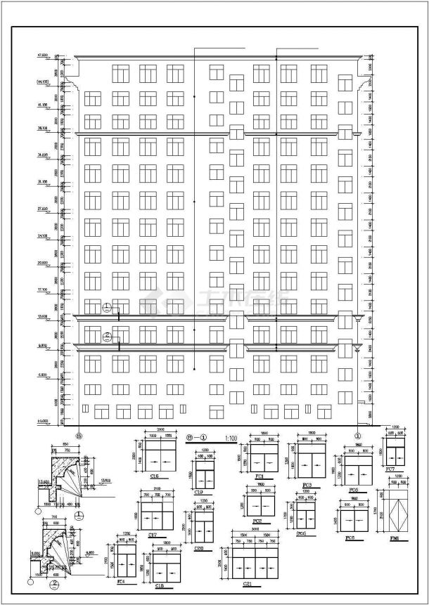 北京高层写字楼建筑cad施工设计图-图一
