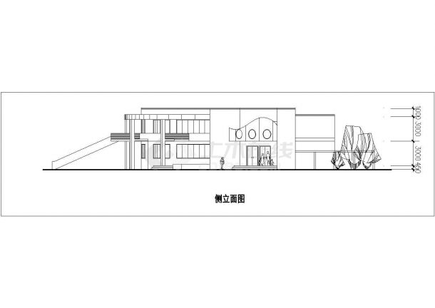 安阳市某小区1450平米2层框架结构社区幼儿园平立剖面设计CAD图纸-图二