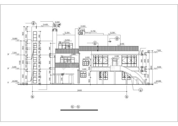 大庆市建设路2600平米3层框架结构私立幼儿园平立剖面设计CAD图纸-图二