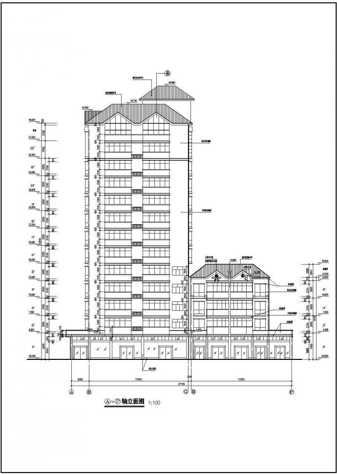 某小高层商住楼住宅建筑全套详细方案设计施工CAD图纸_图1
