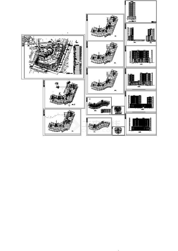 16层36001.35㎡钢结构（不规则）商住楼建筑设计CAD图-图一