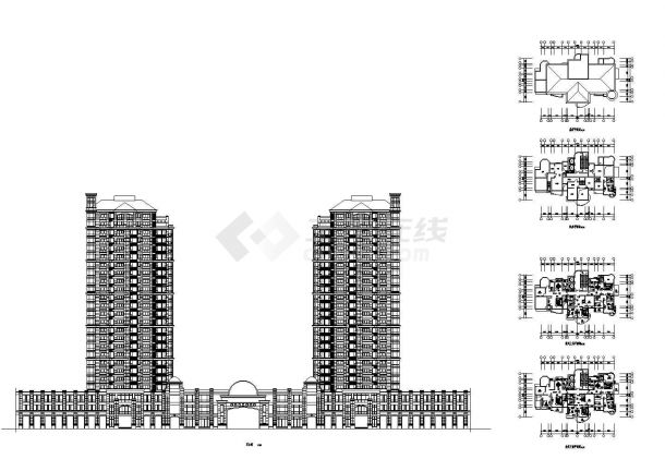 小高层商住楼建筑设计CAD图-图一
