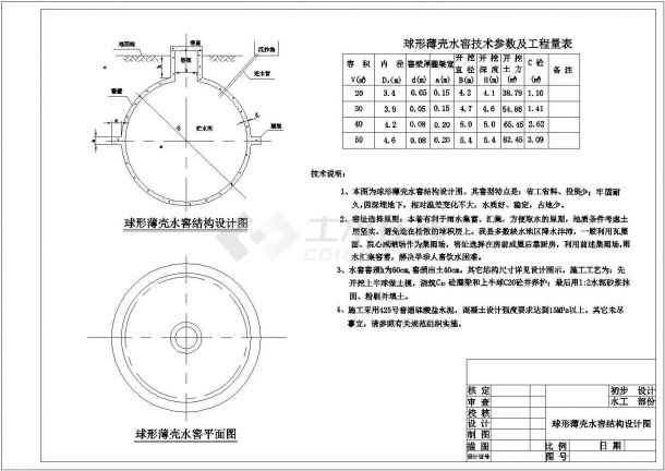 【最新】某竖井式圆弧型窖水窖结构设计CAD图纸-图二