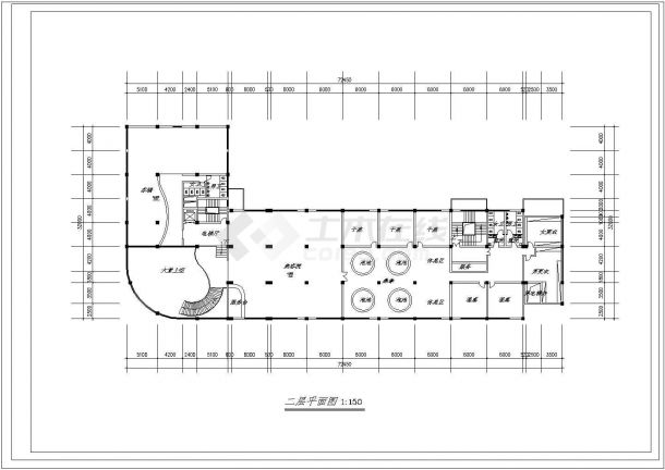 某八层框架结构星级酒店设计cad全套建施图（含总平面图及经济指标）-图二