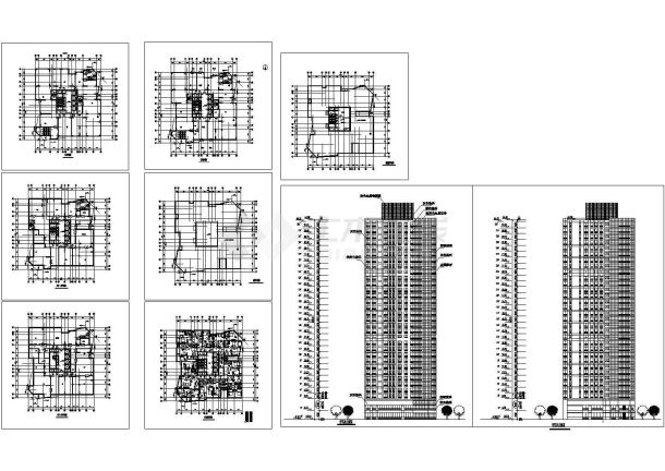 超高层点式底商业楼建筑施工cad图纸-图一