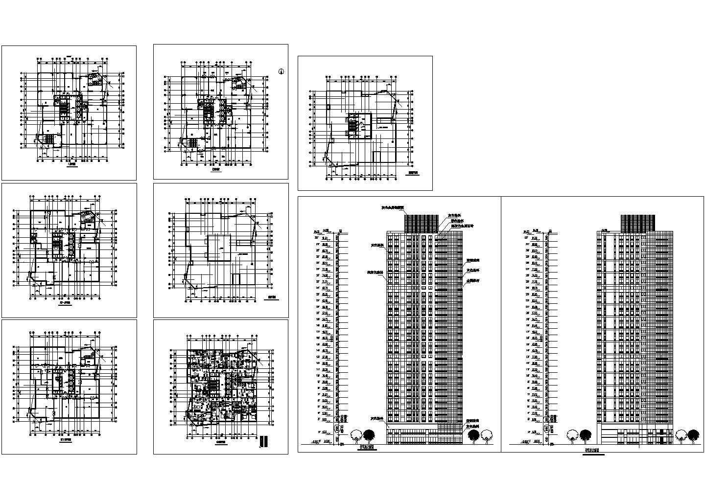 超高层点式底商业楼建筑施工cad图纸