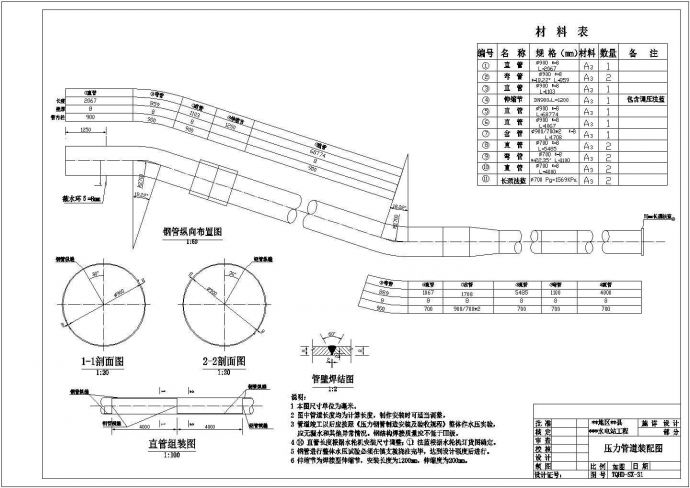 【最新】某县水电站工程压力钢管结构设计CAD图纸_图1