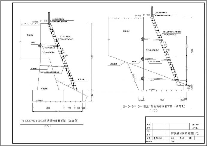 涵洞及防洪堤设计施工CAD图_图1