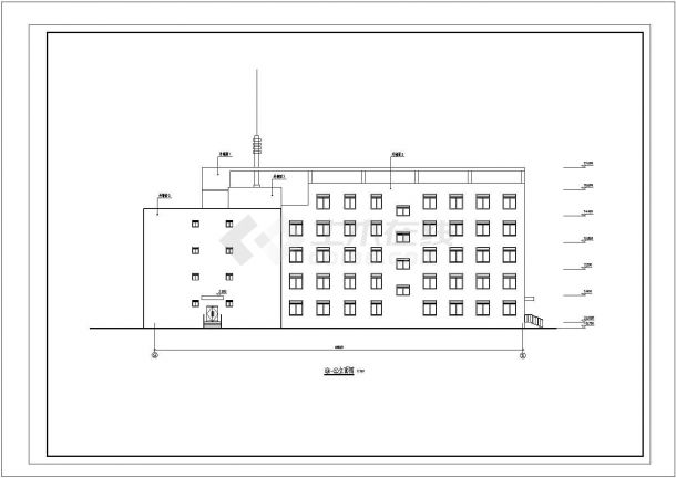 办公楼设计_4943.35平米五层办公楼建筑设计cad施工图-图一