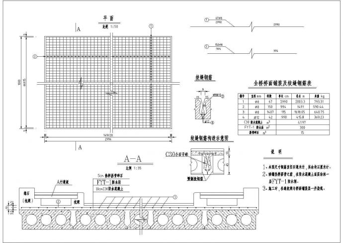 10米简支空心板桥面铺装钢筋布置节点详图设计_图1