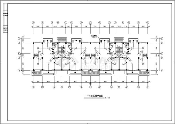 某县某4层居住楼房电气设计整套CAD图纸-图二
