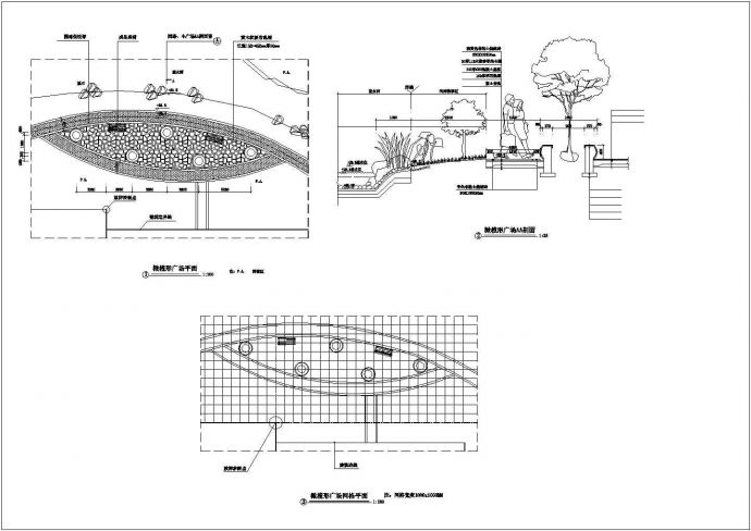 某地区橄榄形广场CAD参考图_图1