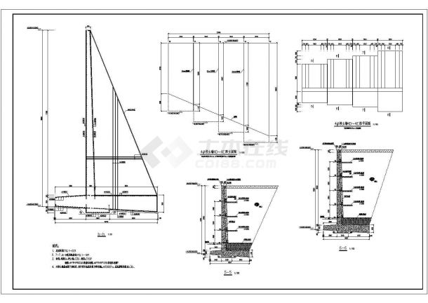 某工程20米高的扶壁式挡土墙设计cad全套施工图（含设计说明）-图二