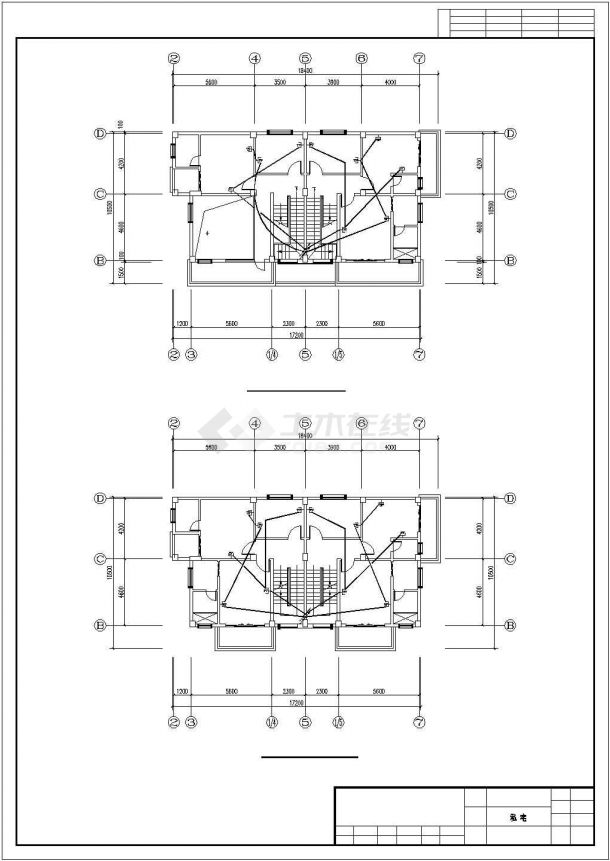 5层私人住宅楼电气设计系统平面CAD参考大祥图-图二