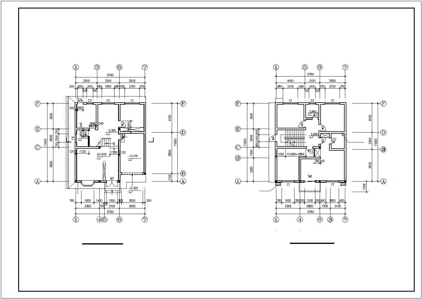 299平米3层砖混结构私人自建房全套建筑设计CAD图纸