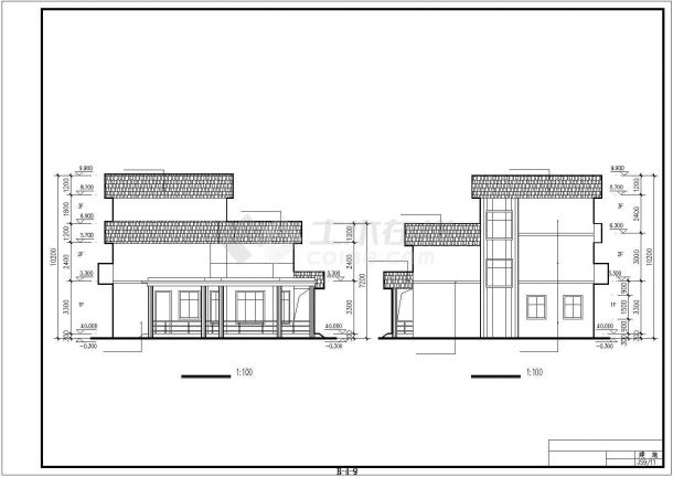 363平米3层砖混结构乡村自建别墅平立剖面设计CAD图纸-图一