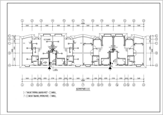 南方某七层居民住宅楼电气施工方案参考CAD图纸_图1