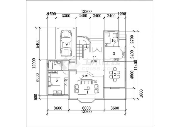262平米2层砖混结构乡村别墅平立面设计CAD图纸（含地下室）-图一