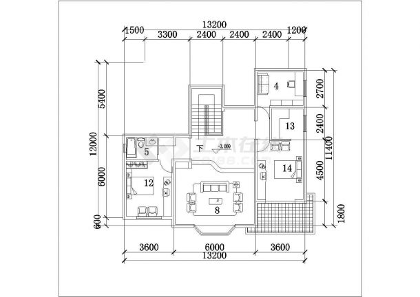 262平米2层砖混结构乡村别墅平立面设计CAD图纸（含地下室）-图二