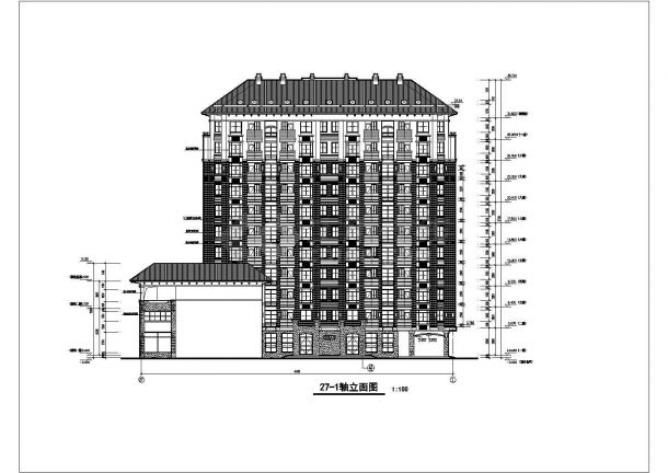某沿街小高层楼建筑全套详细方案设计施工CAD图纸-图二
