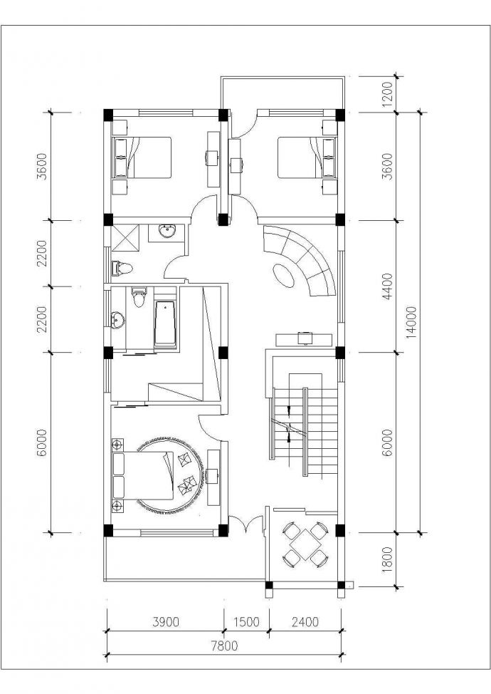 南京市千元村占地115平米3层砖混结构单体别墅平立面设计CAD图纸_图1