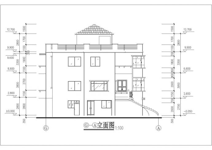 杭州市湖西新村290平米3层砖混结构自建别墅平立面设计CAD图纸_图1