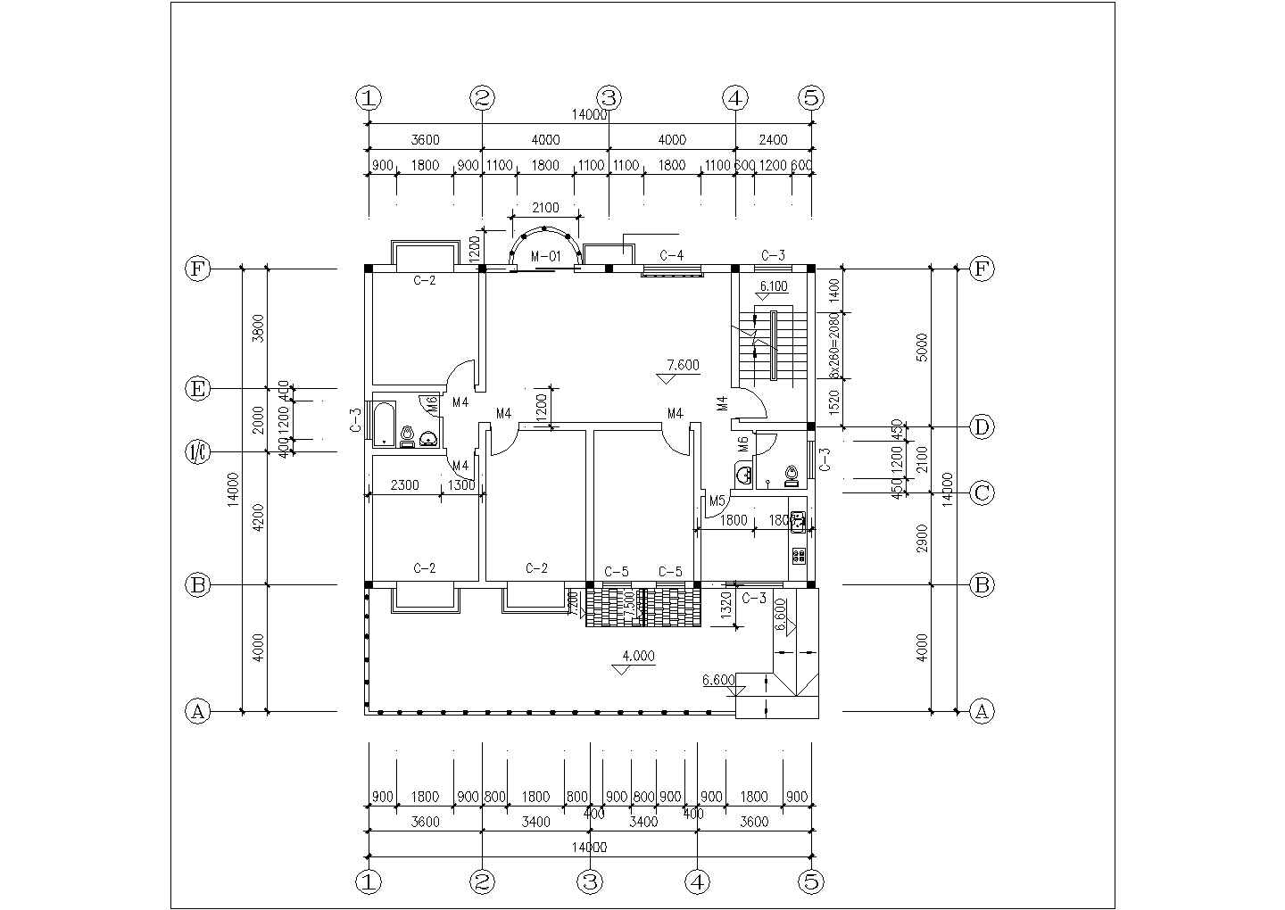450平米4层框混结构单体别墅平立剖面设计CAD图纸（2套方案）