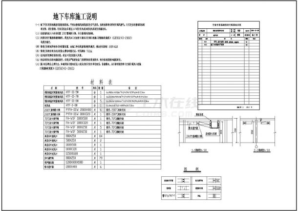 某地下车库通风管线设计施工图-图一