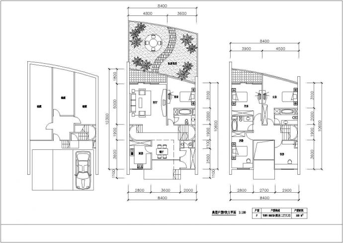 某跃层式楼住宅建筑全套户型详细方案设计施工CAD图纸_图1