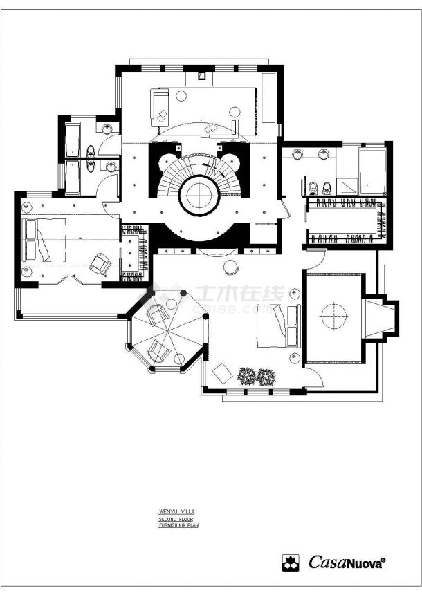 230平米2层砖混结构独院别墅平面设计CAD图纸（含地下室）-图二