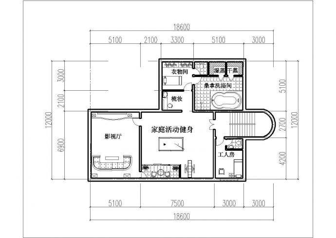 某村镇688平米3层独栋乡村别墅平面设计CAD图纸（含地下室）_图1
