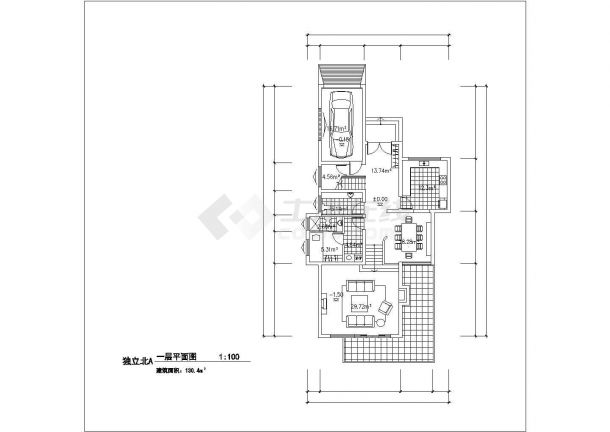 包头市某村镇257平米2层砖混结构独立别墅平面设计CAD图纸-图二