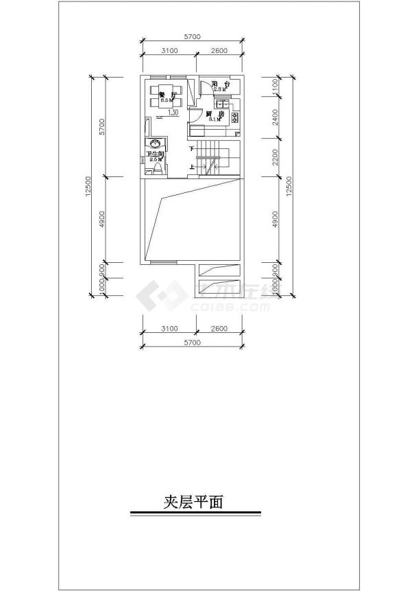 200平米左右3层联排型别墅单户平面设计CAD图纸（含夹层）-图一